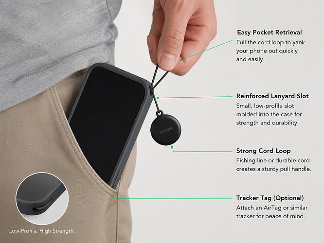 Case wth lanyard hole and airtag